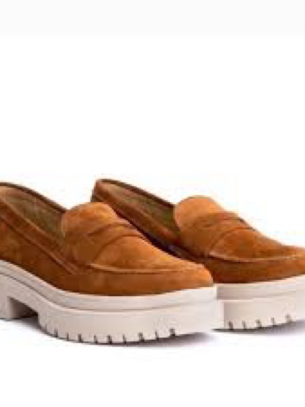 Chunky Lug-Sole Suede Loafers. Warm, brown suede (Zoe- Portland Leather- Patina)